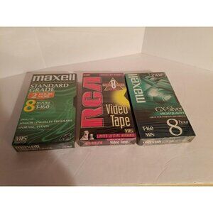 Lot of 3 Maxell T-160 RCA Standard Grade 8 Hour GX-Silver Blank VHS Video Tapes